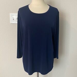 Chico's Classic Navy 3/4 Sleeve Top Sz XL